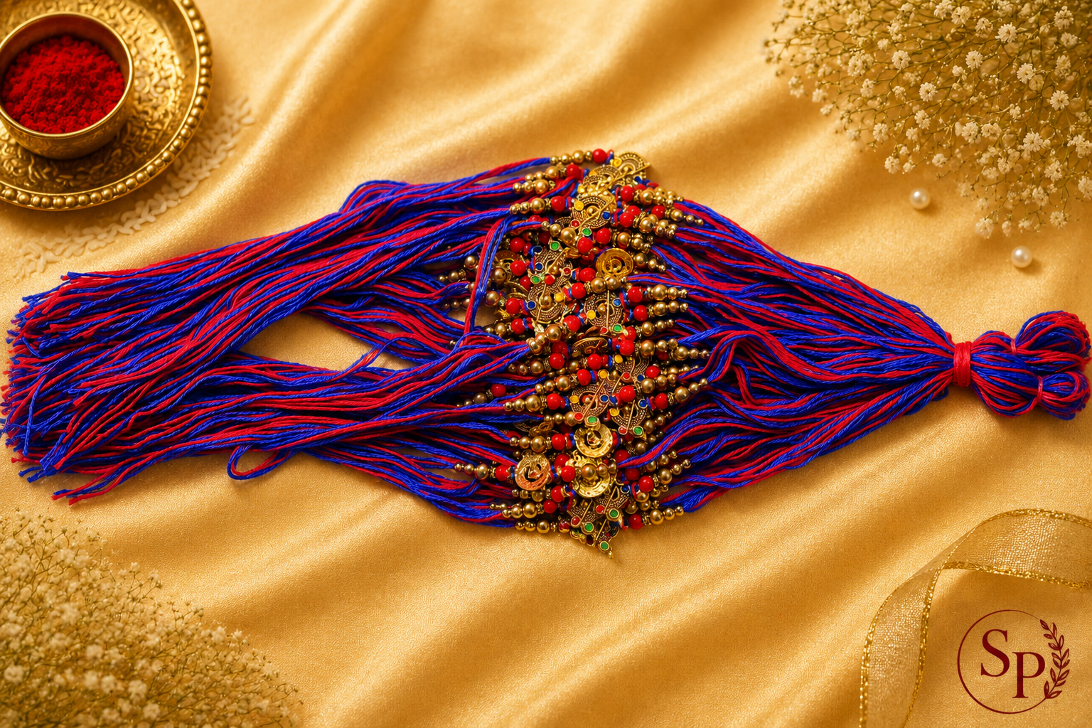 Purple Beaded Dori Rakhi