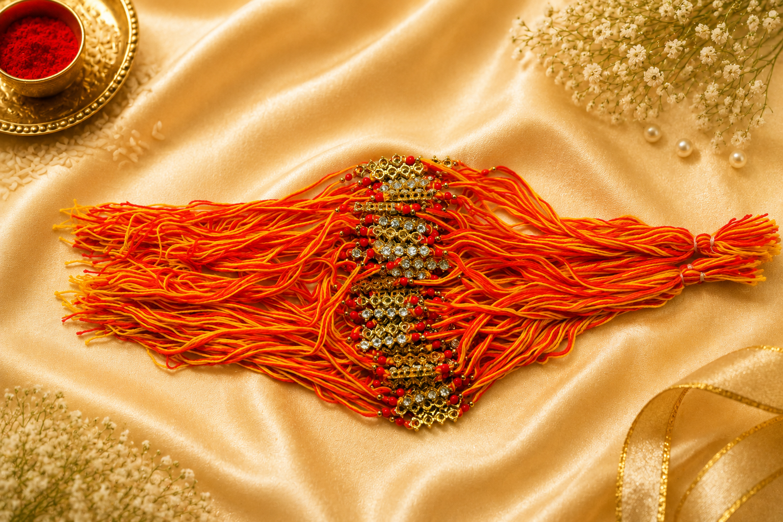 Orange Designer Dori Rakhi