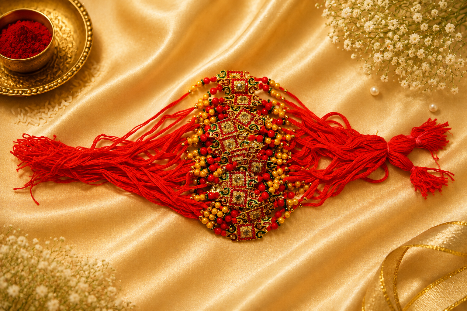 Red Designer Dori Rakhi