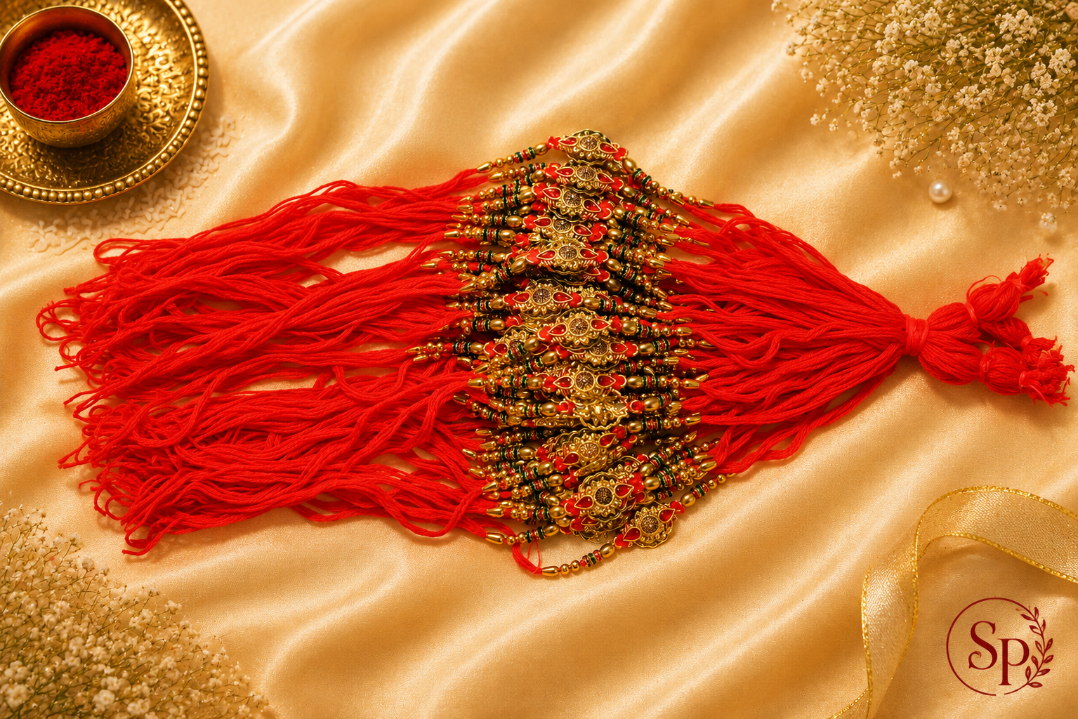 Red Traditional Dori Rakhi
